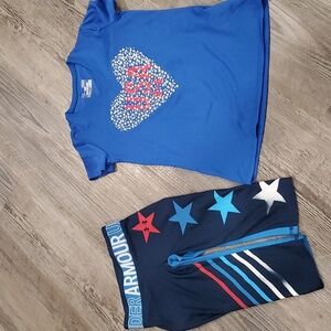 Under Armour USA Matching T-Shirt & Capri Set Size XS